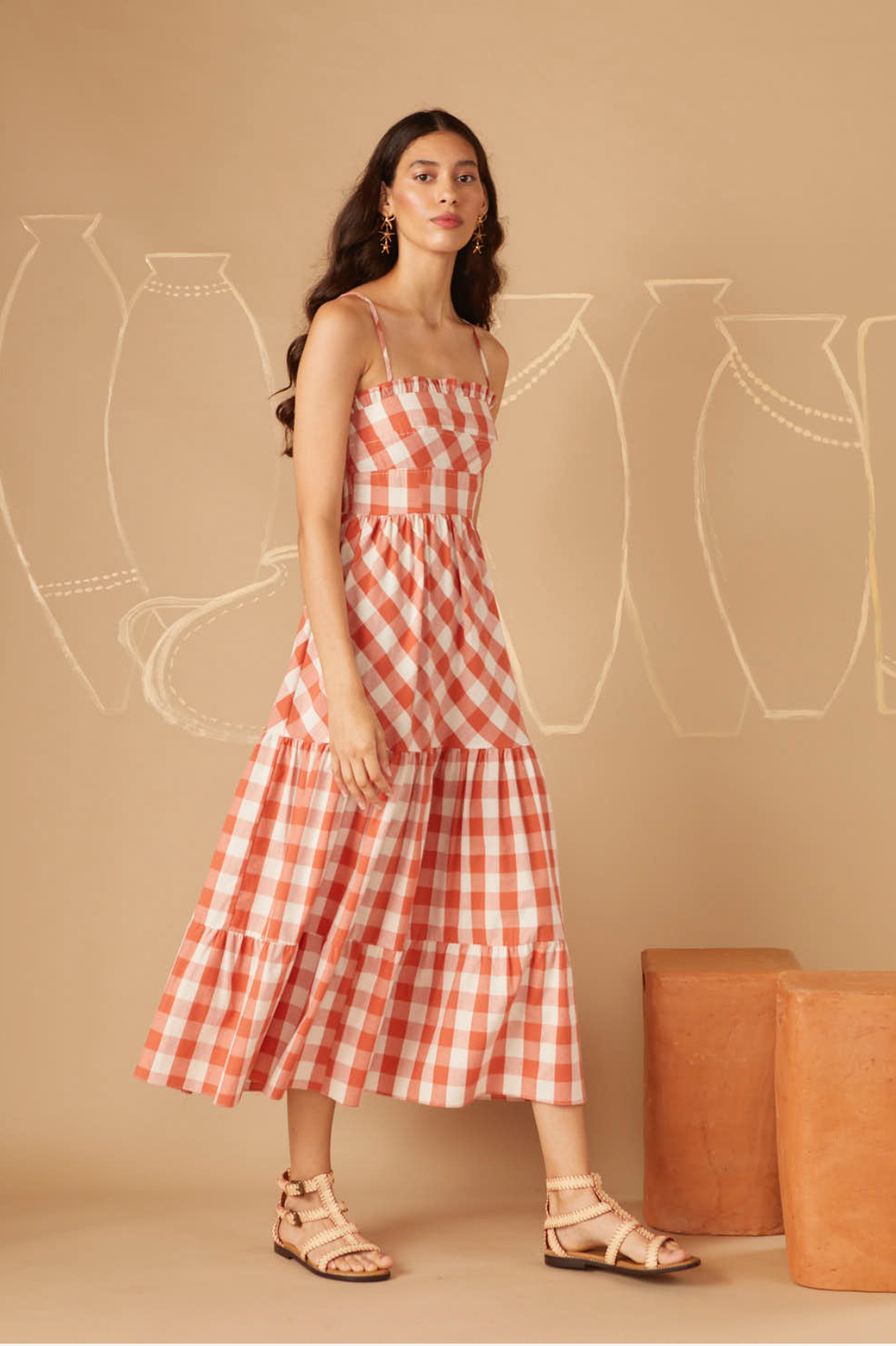 Maisa Checkered Midi Dress