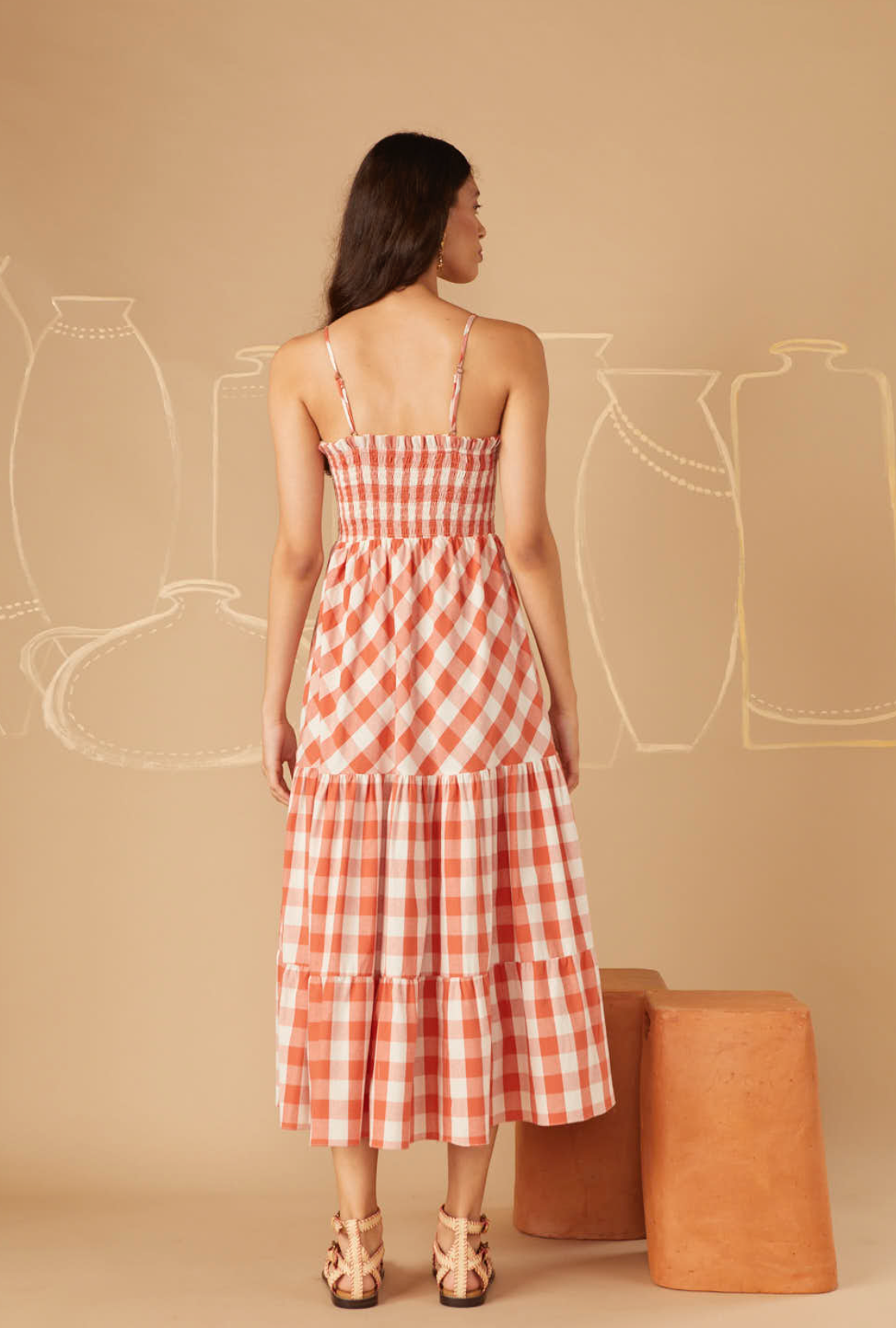 Maisa Checkered Midi Dress