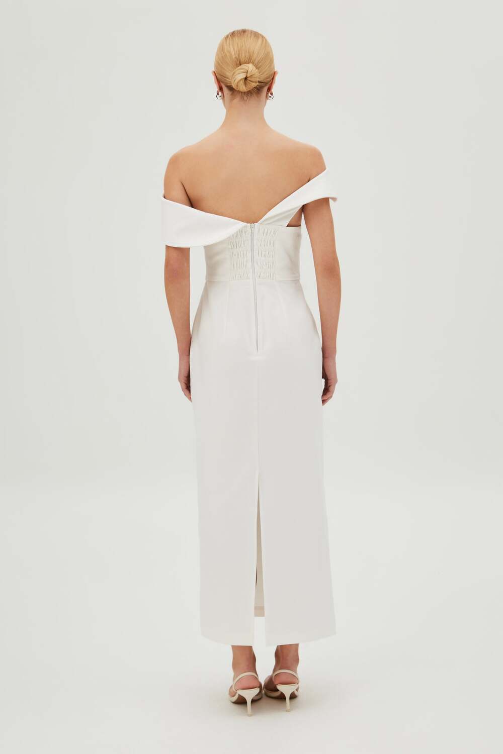 Diagonal Neckline Midi Dress