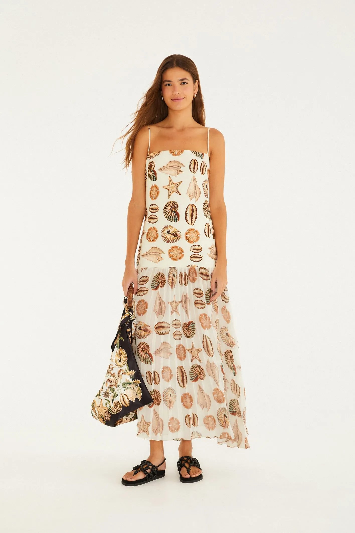 Plissado Conchas Maxi Dress