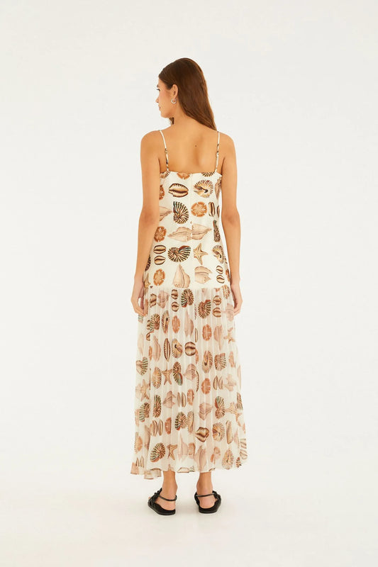 Plissado Conchas Maxi Dress