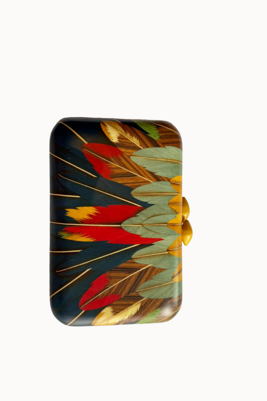 Marquetry Feather Clutch
