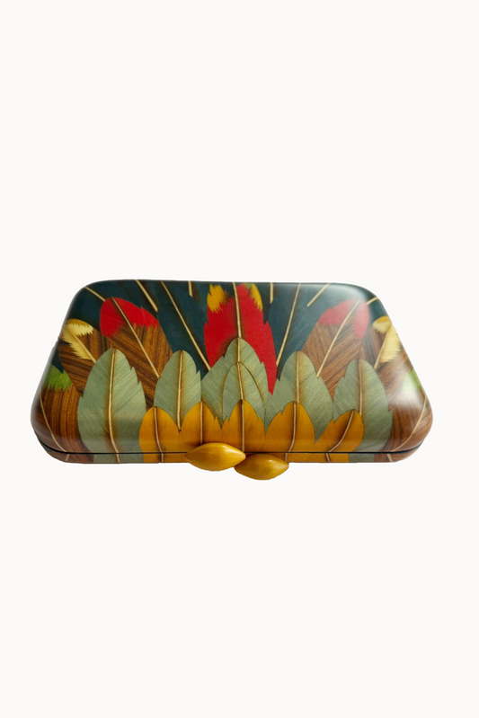 Marquetry Feather Clutch