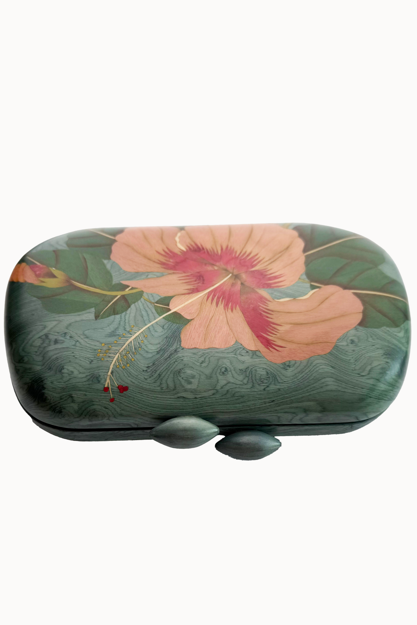 Marquetry Hibiscus Clutch