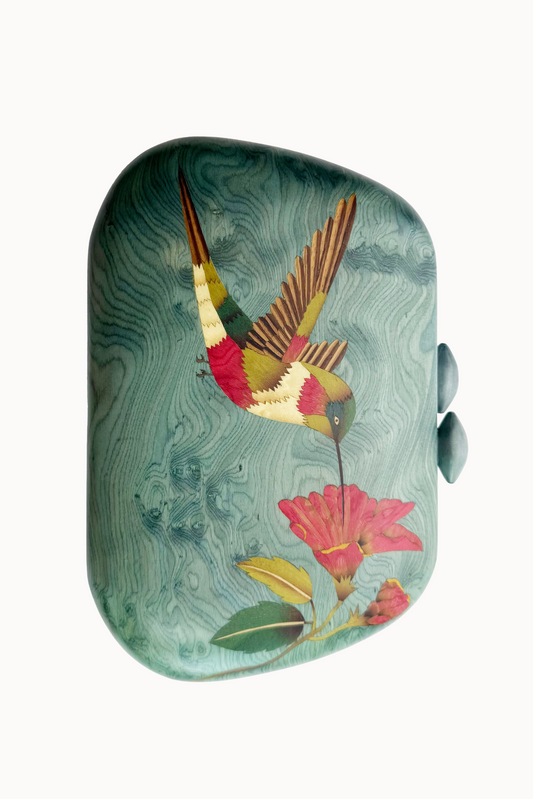 Marquetry Hibiscus Clutch