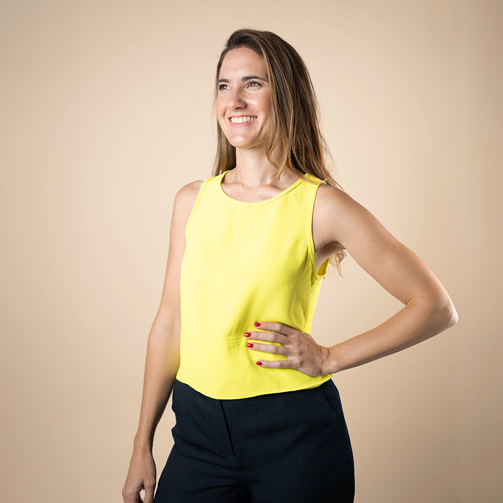 Cropped Trapezio Blouse Yellow