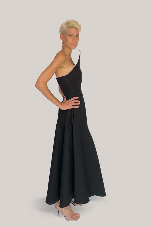 Structured Neckline Midi Dress