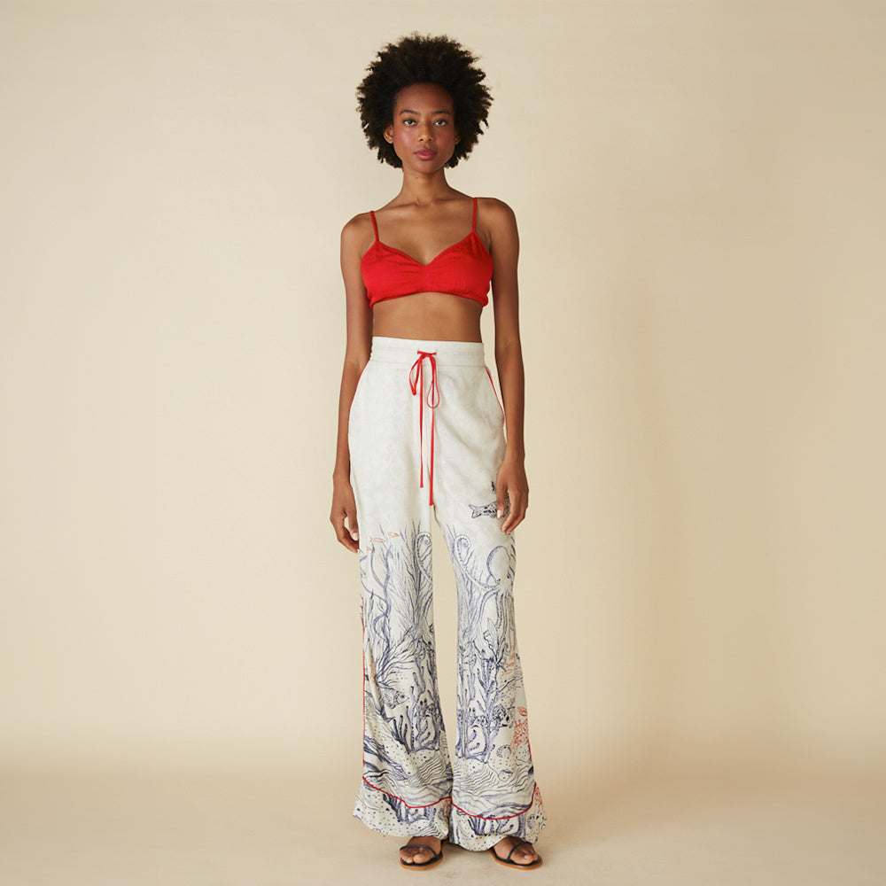 Eliomara Ocean Print Pants Front