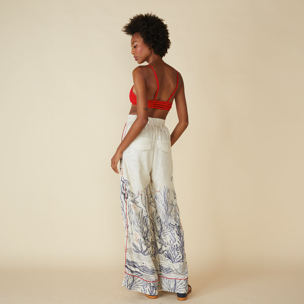 Eliomara Ocean Print Pants Back