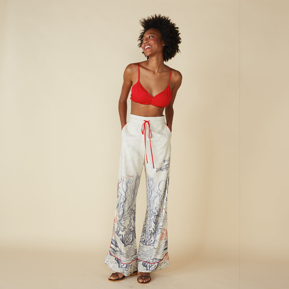 Eliomara Ocean Print Pants Style