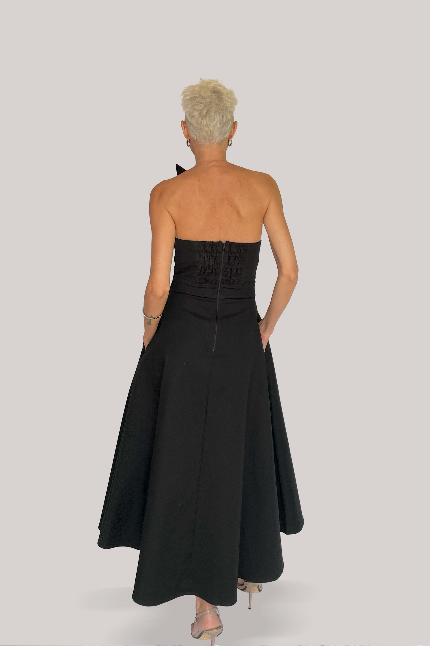 Structured Neckline Midi Dress