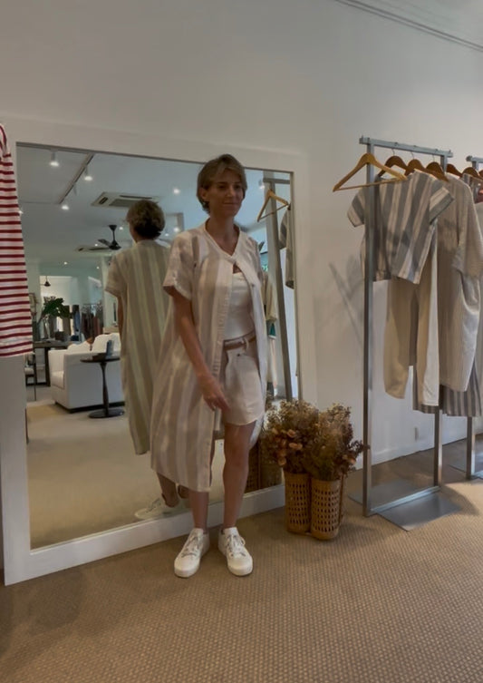 Collar Striped Kaftan