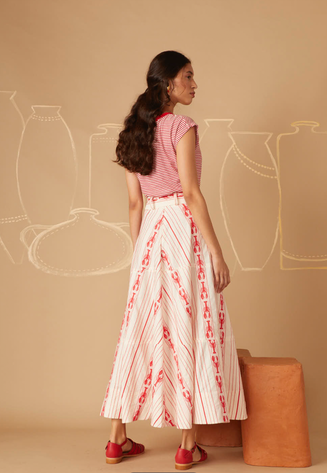 Felicia Lobster Midi Skirt