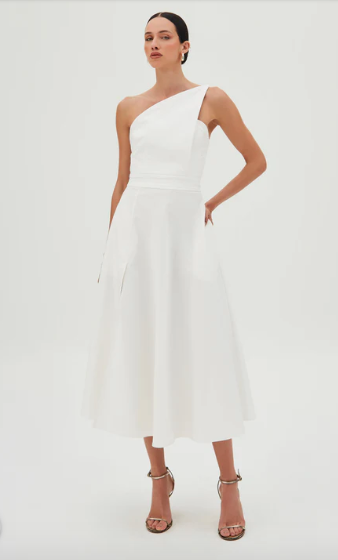 Structured Neckline Midi Dress