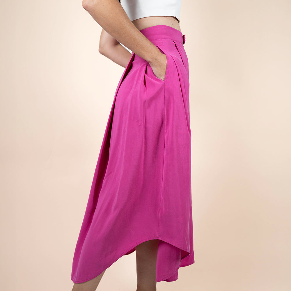 Skirt Midi Pregas Pockets