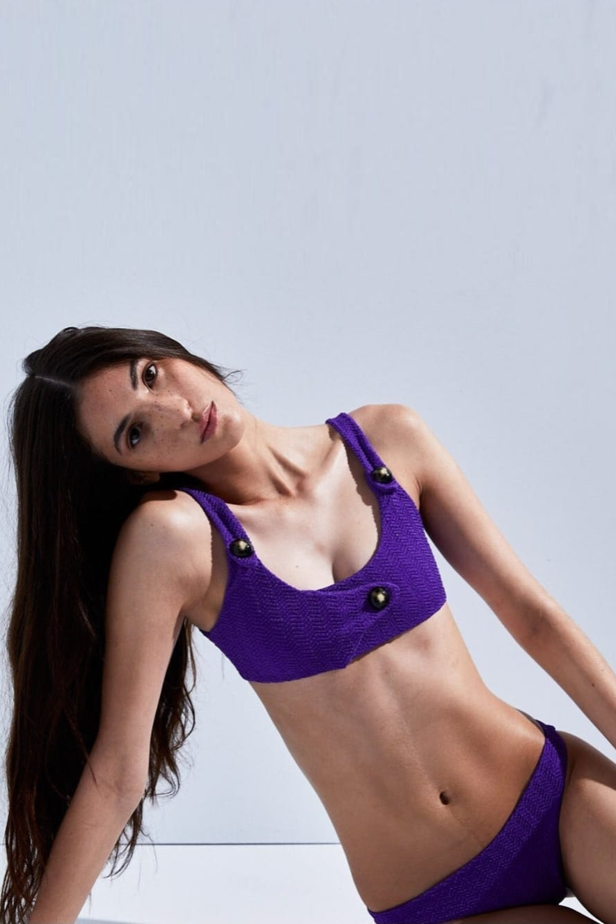 U Neck Bikini With Buttons