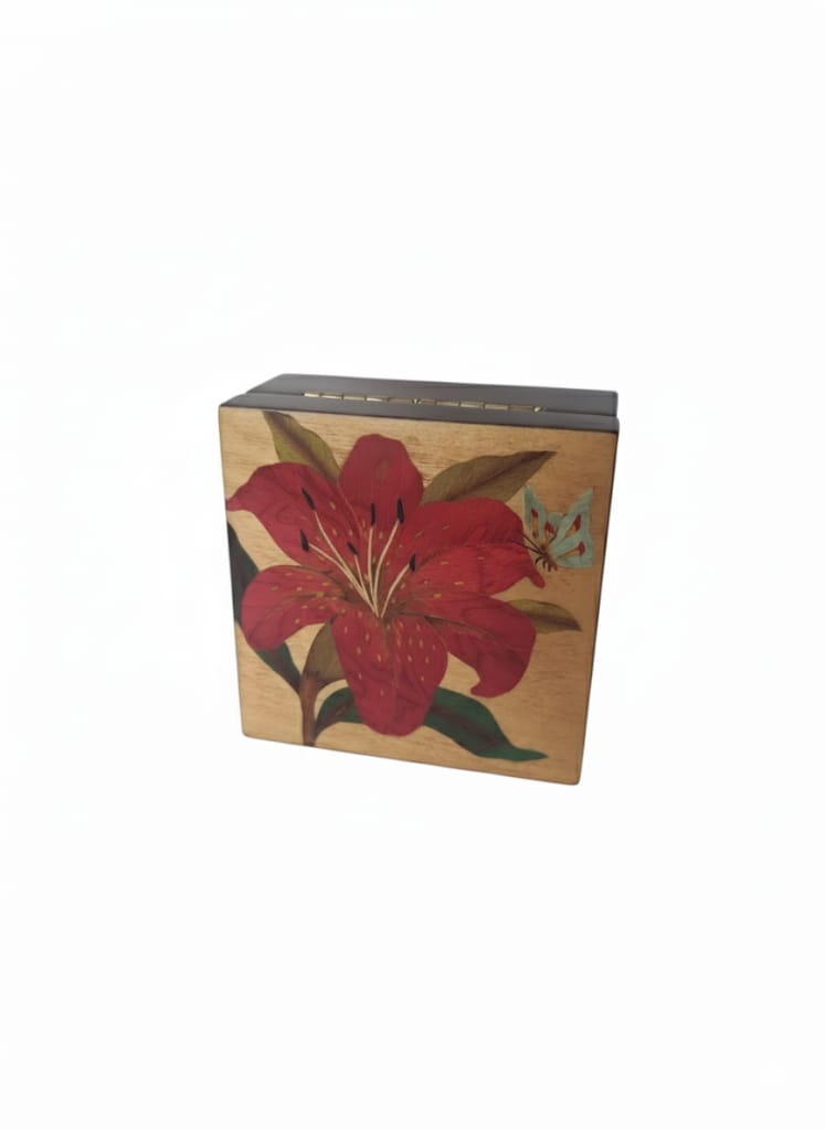 Marquetry Hibiscus Box