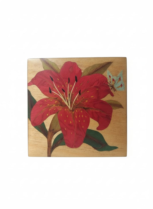 Marquetry Hibiscus Box