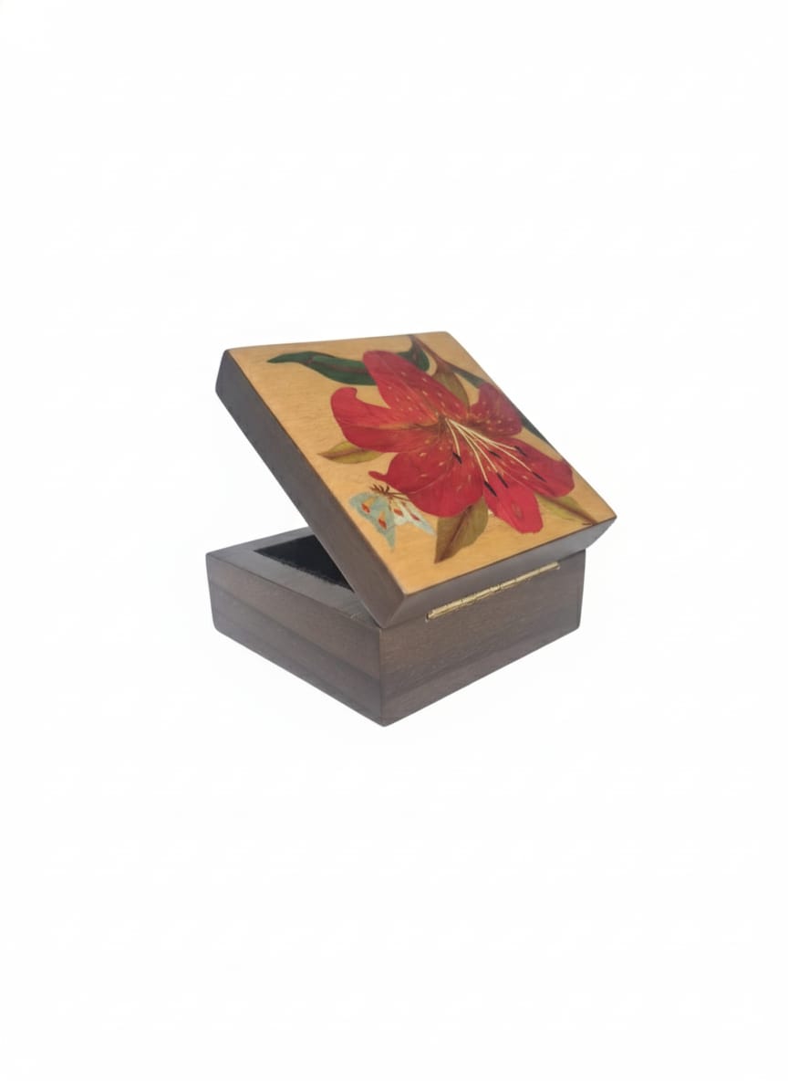 Marquetry Hibiscus Box