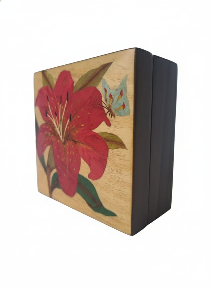 Marquetry Hibiscus Box