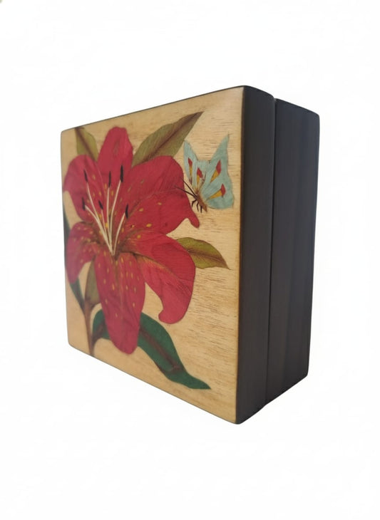 Marquetry Hibiscus Box