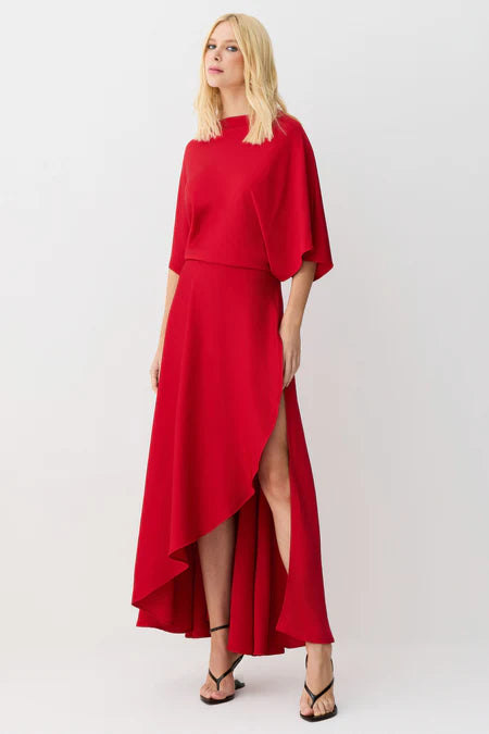 Transpasse Midi Dress - Red