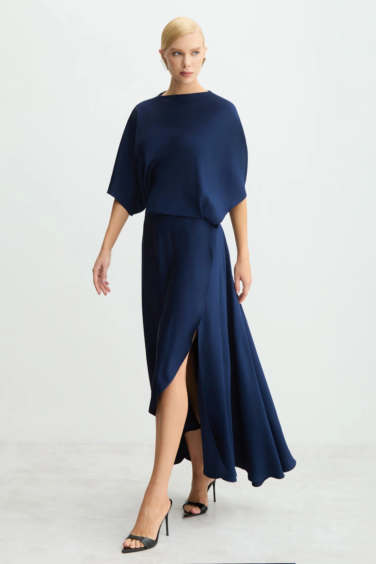 Transpasse Midi Dress - Navy