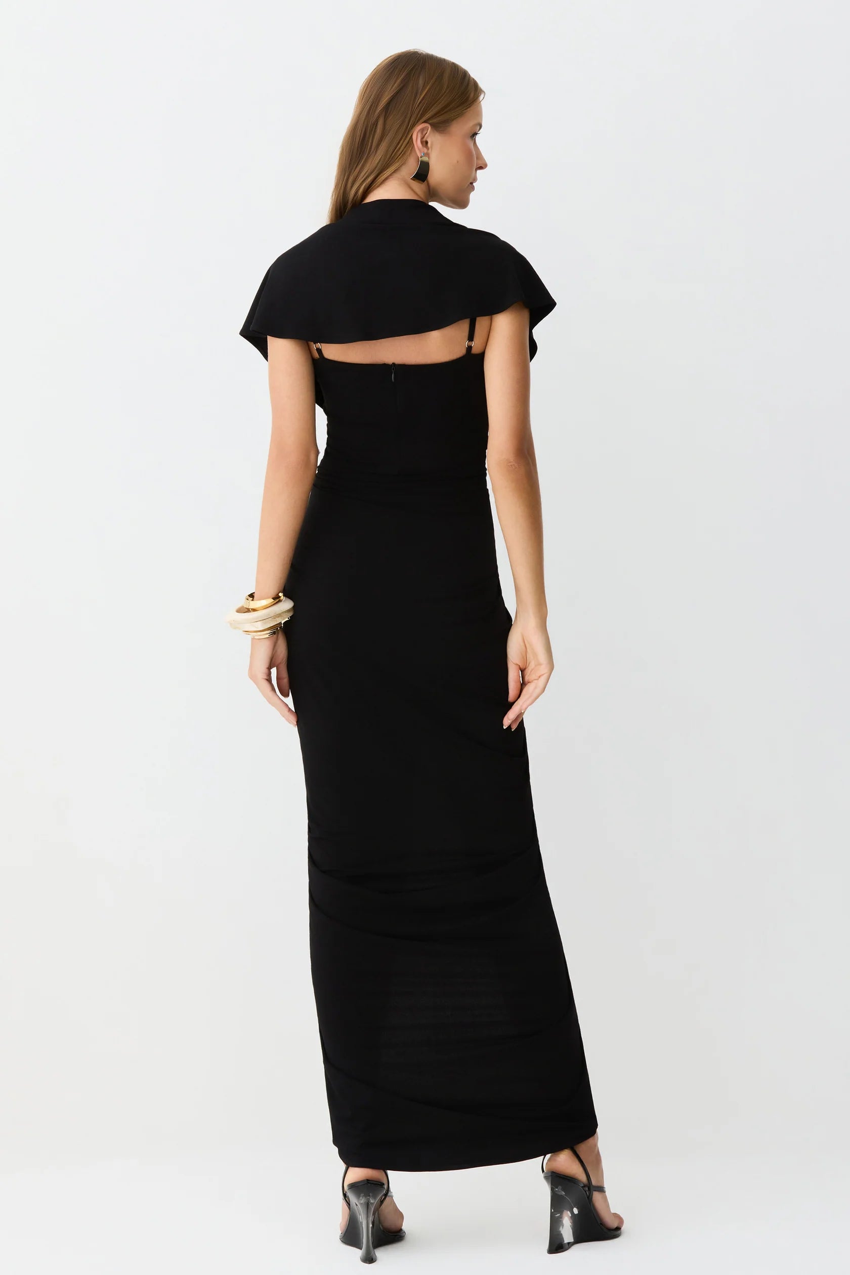 Decote V Midi Dress - Black