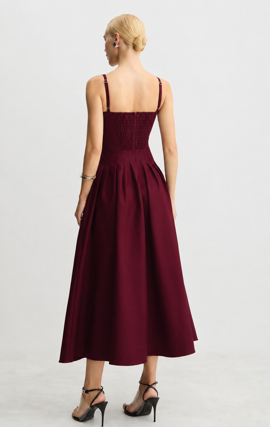 [REVISAR - imagem de referencia IA, nao e foto real] Pregas Midi Dress - Red