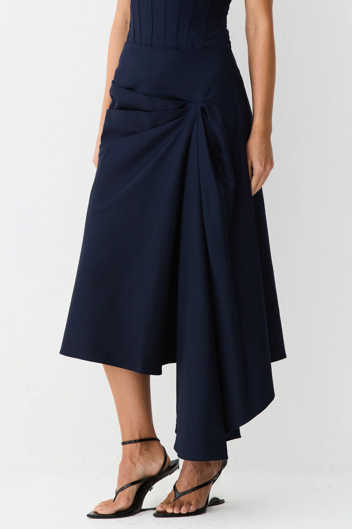 Drapeados Midi Skirt - Navy