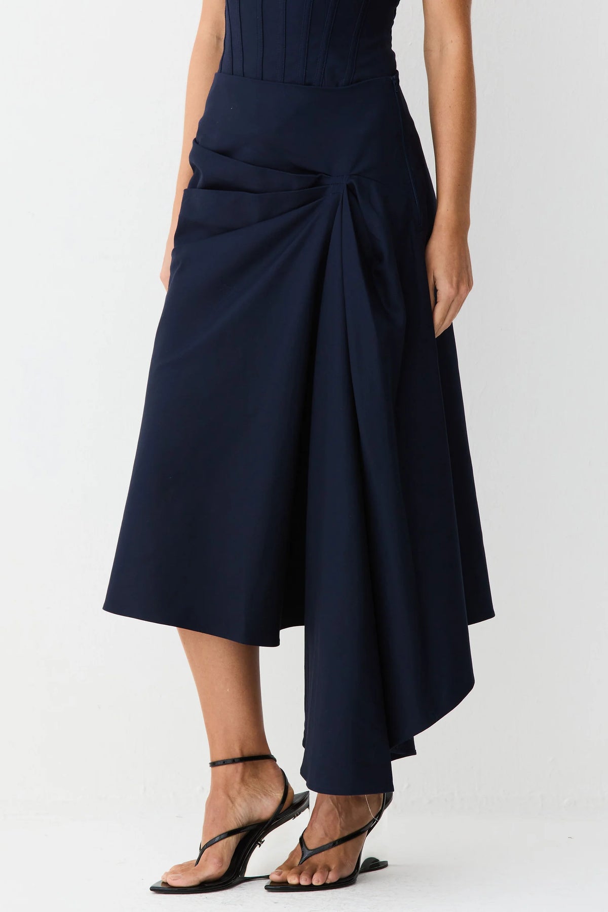 Drapeados Midi Skirt - Navy