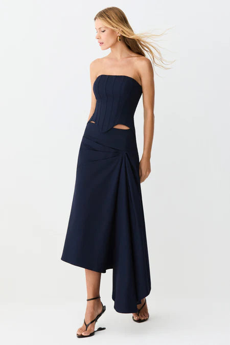 Drapeados Midi Skirt - Navy