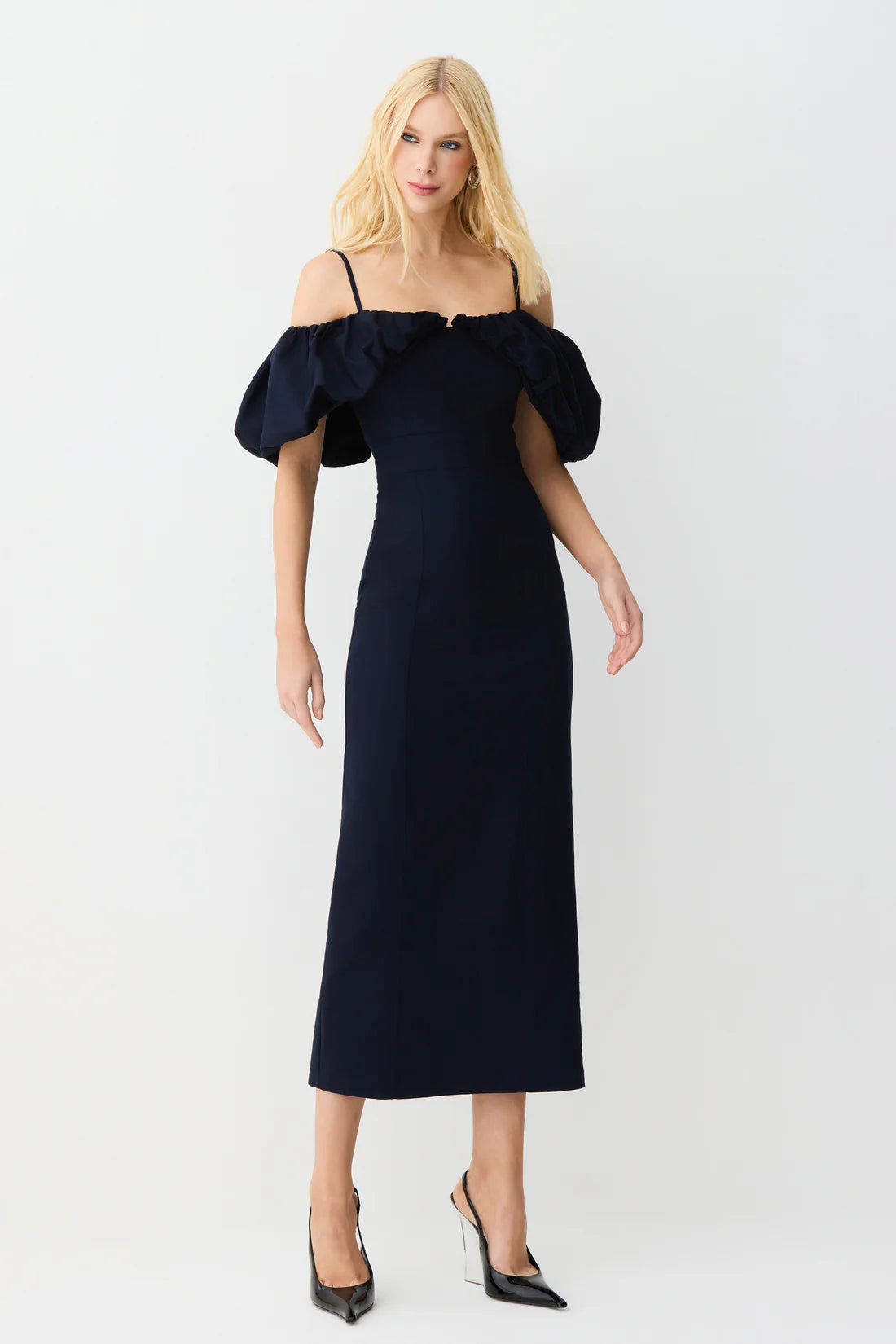 Bufantes Manga Midi Dress - Navy