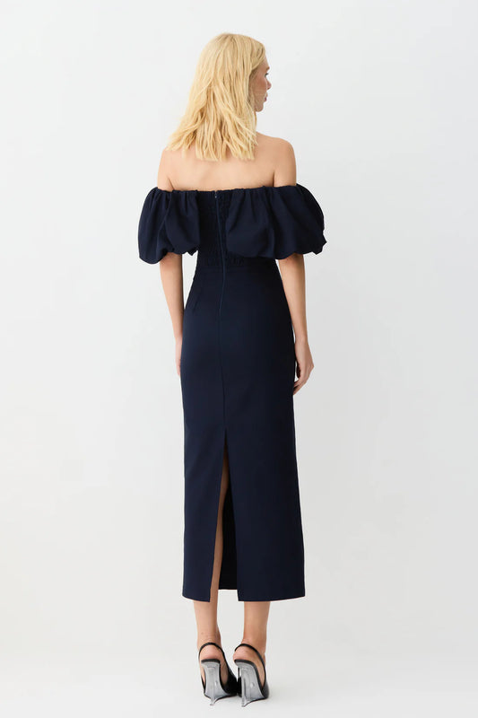 Bufantes Manga Midi Dress - Navy