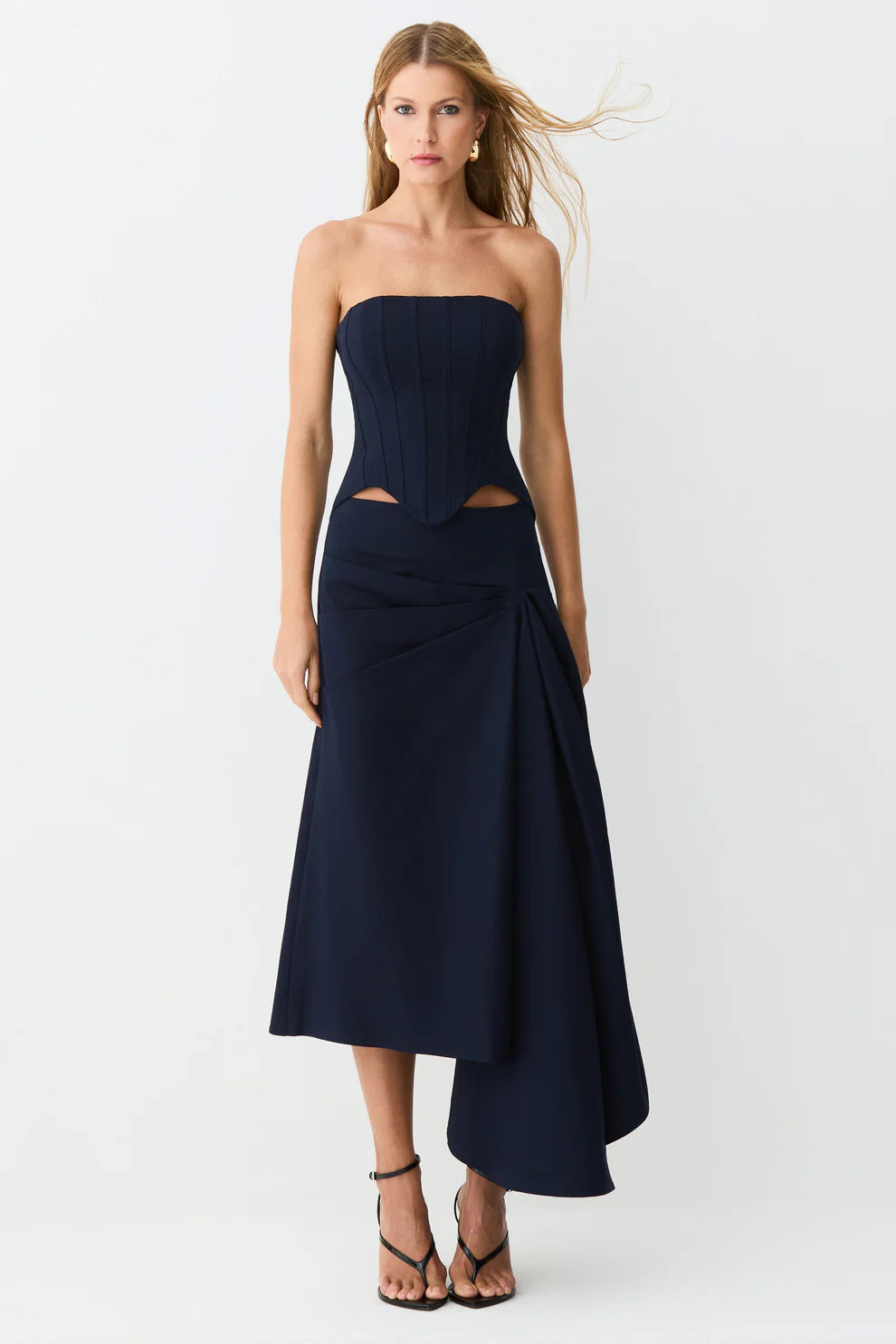 Drapeados Midi Skirt - Navy