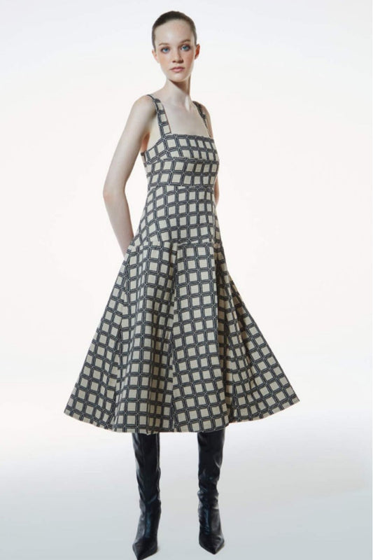 Godets Checkered Dress