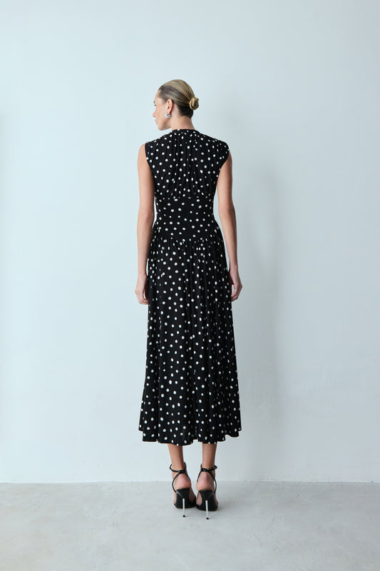 Pois Franzidos Midi Dress