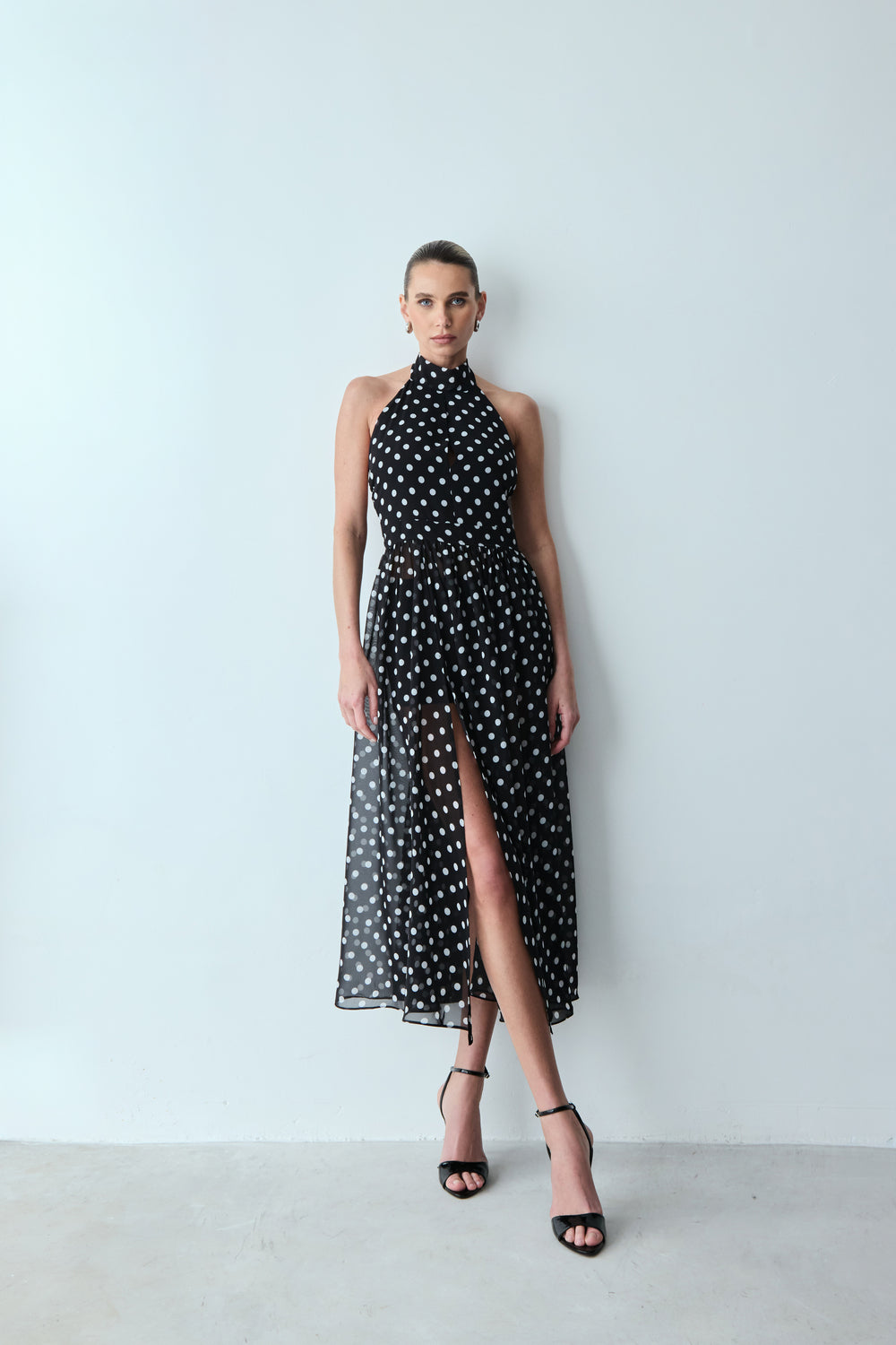 Pois Franzidos Midi Dress